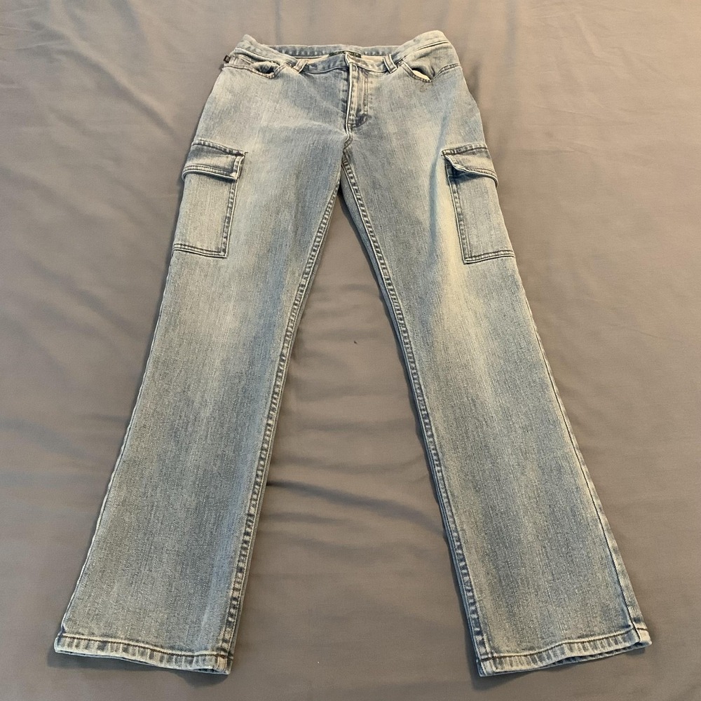 Lauren Jeans Co. Ralph Lauren Cargo Jeans Womens 6P Petite Blue Straight Vintage